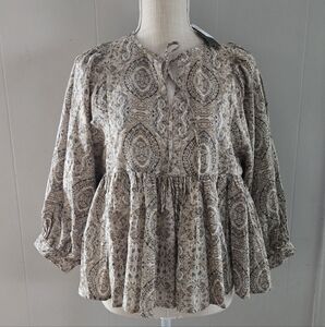 Banana Republic Paisley Blouse in Cream and Brown